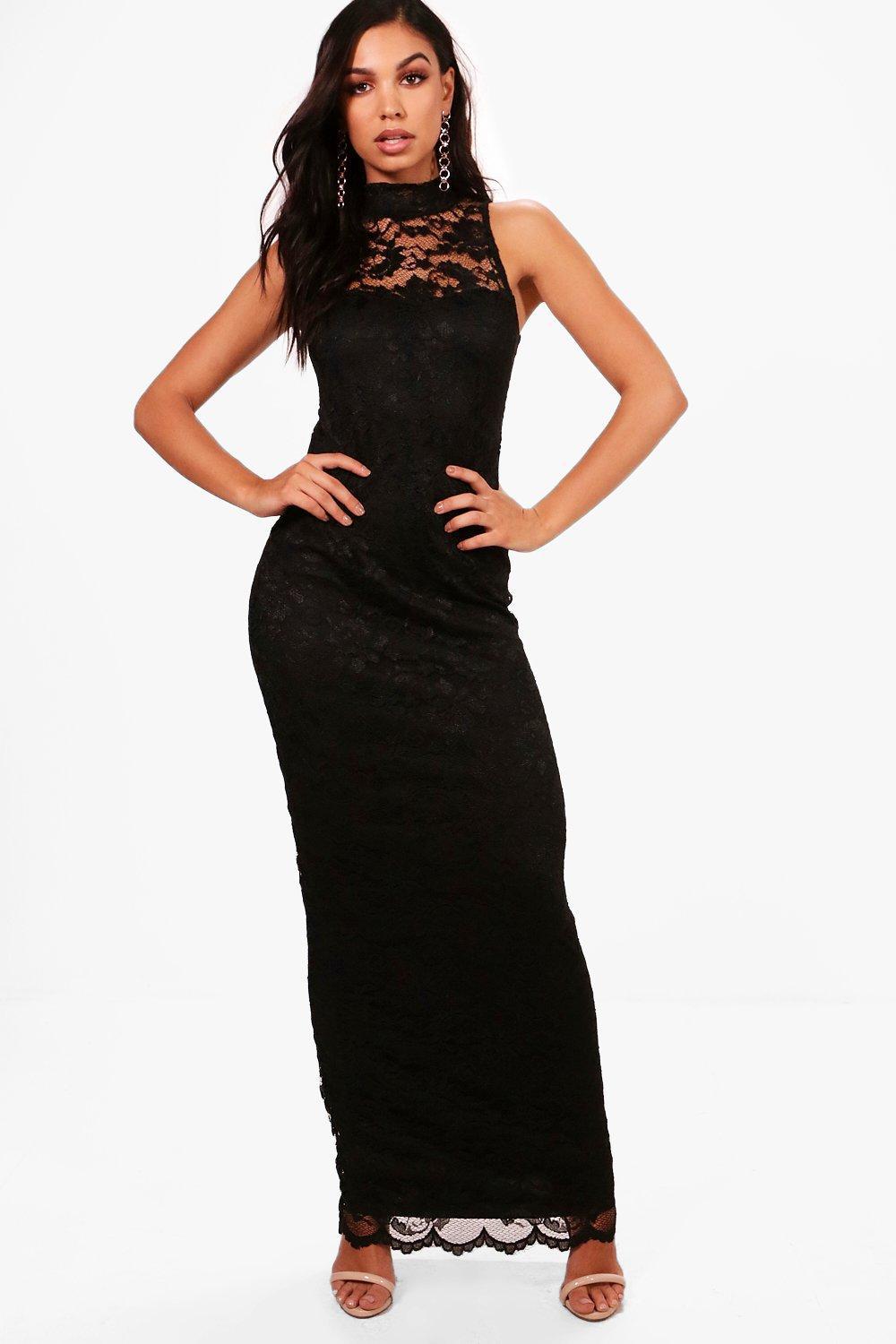lace scallop maxi dress