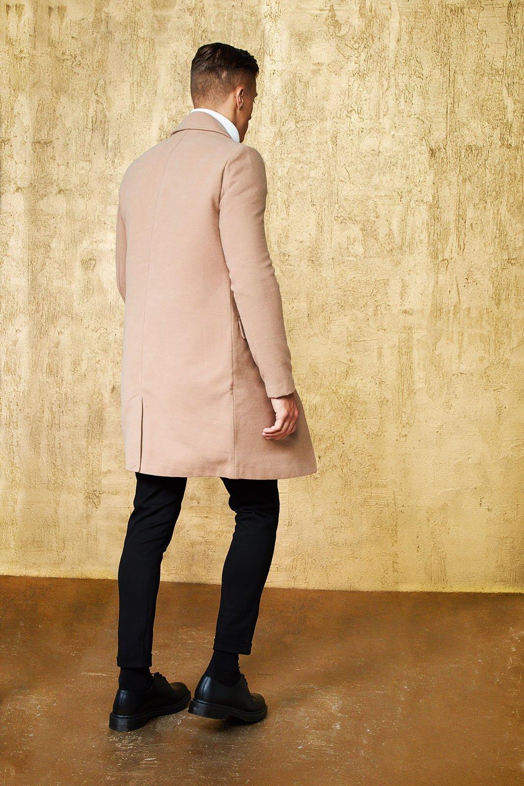 single breasted wool mix overcoat