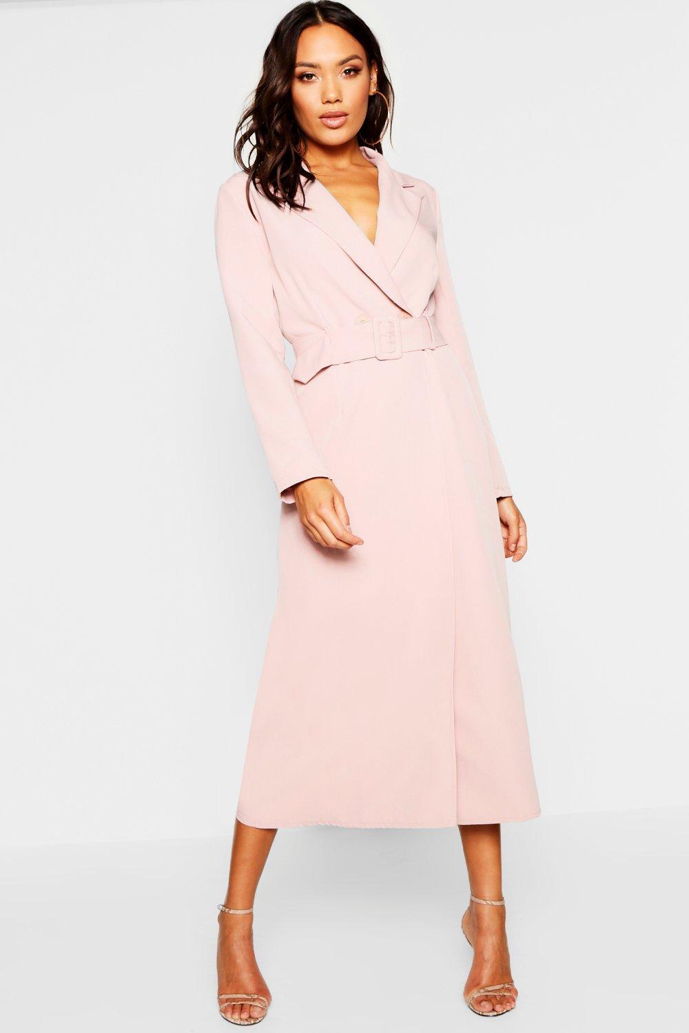 blush pink blazer dress