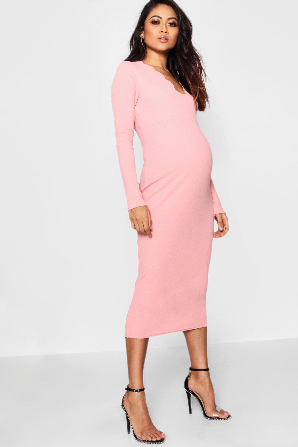 boohoo pink maternity dress