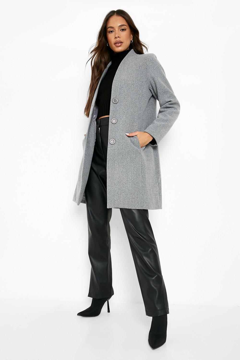 grey wool look coat