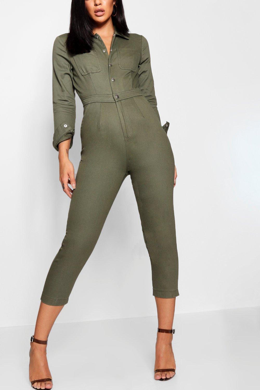 khaki denim boiler suit