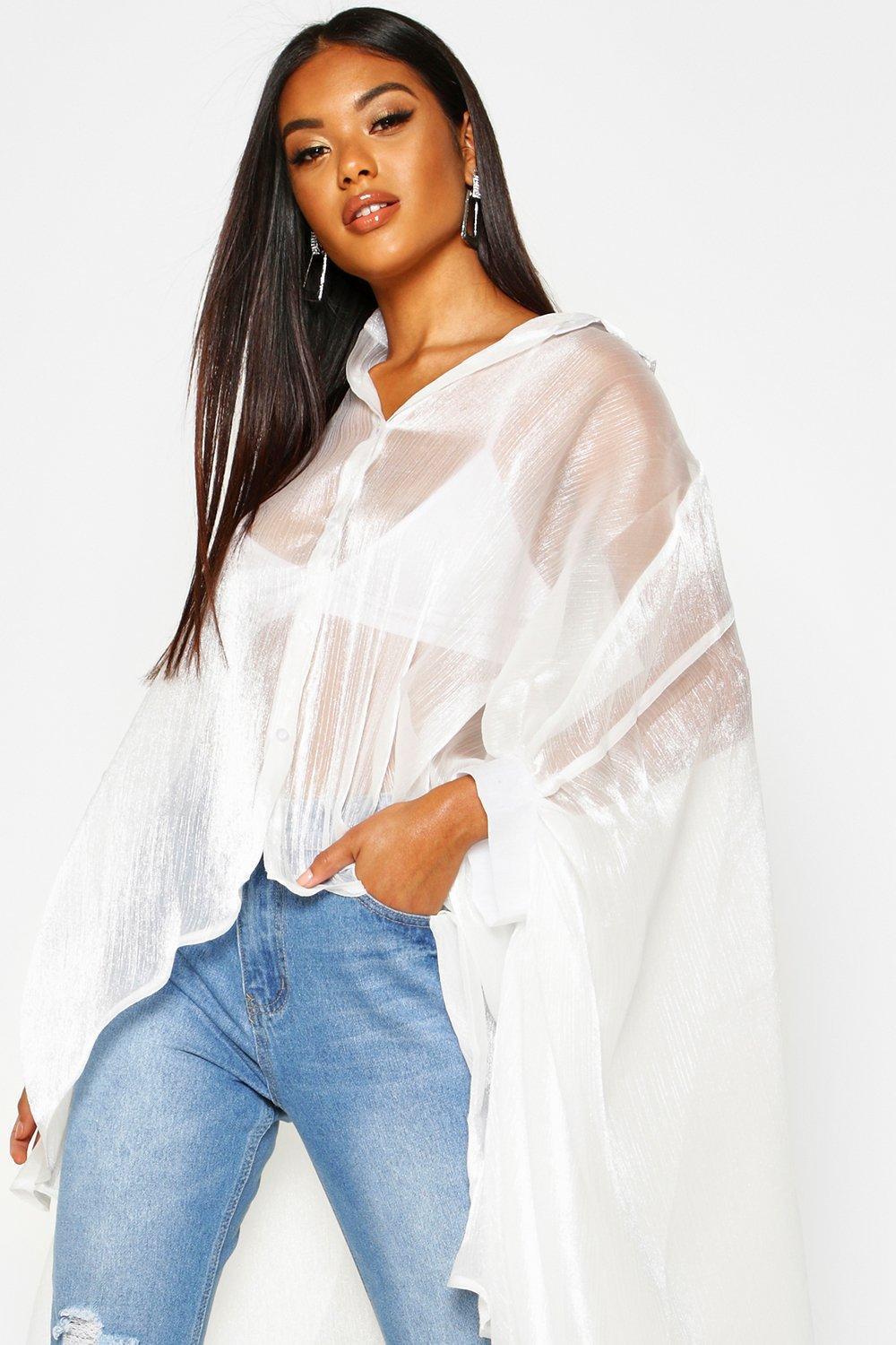 Boohoo Oversized Organza Maxi Shirt in 