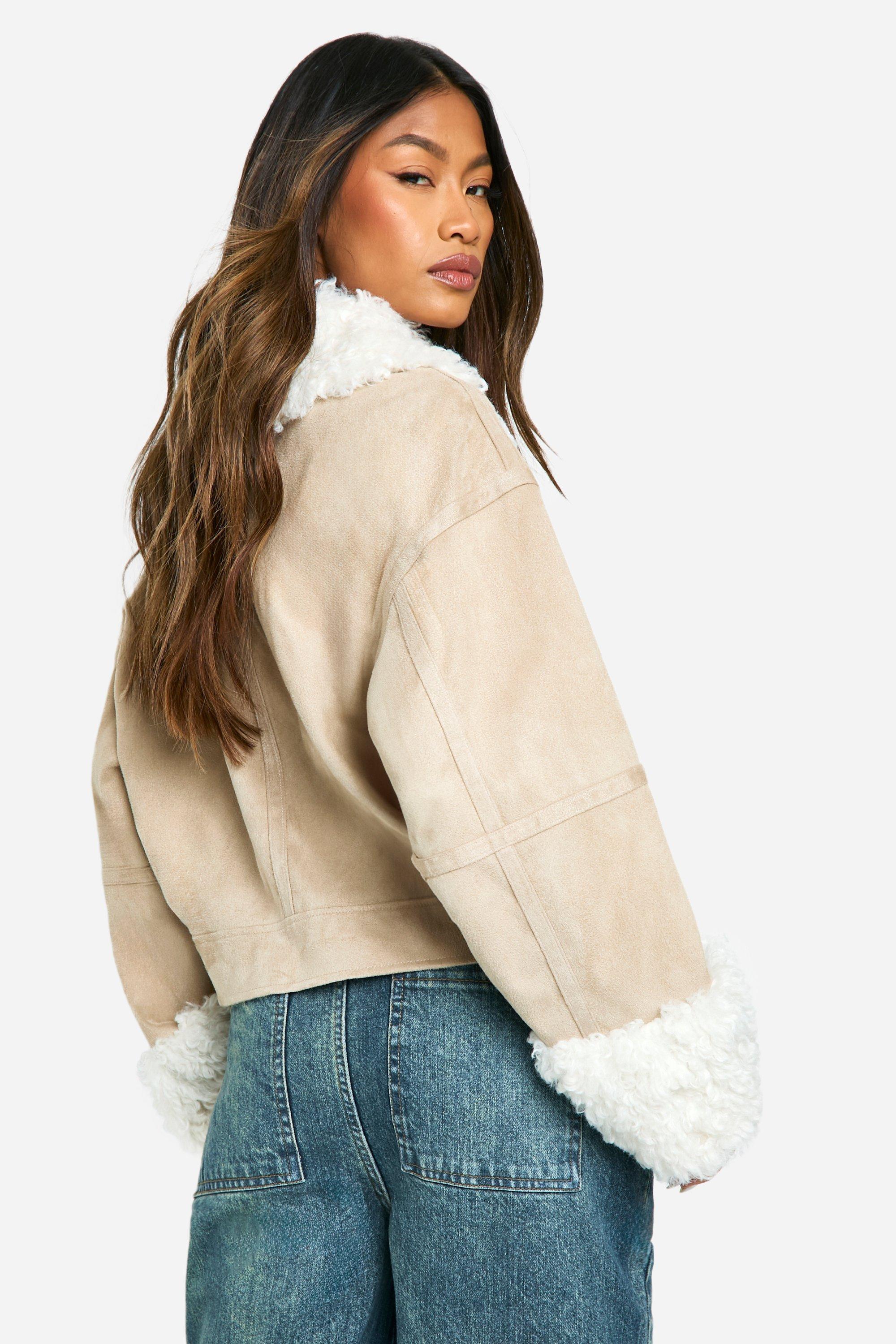 Fur trim moto jacket clearance
