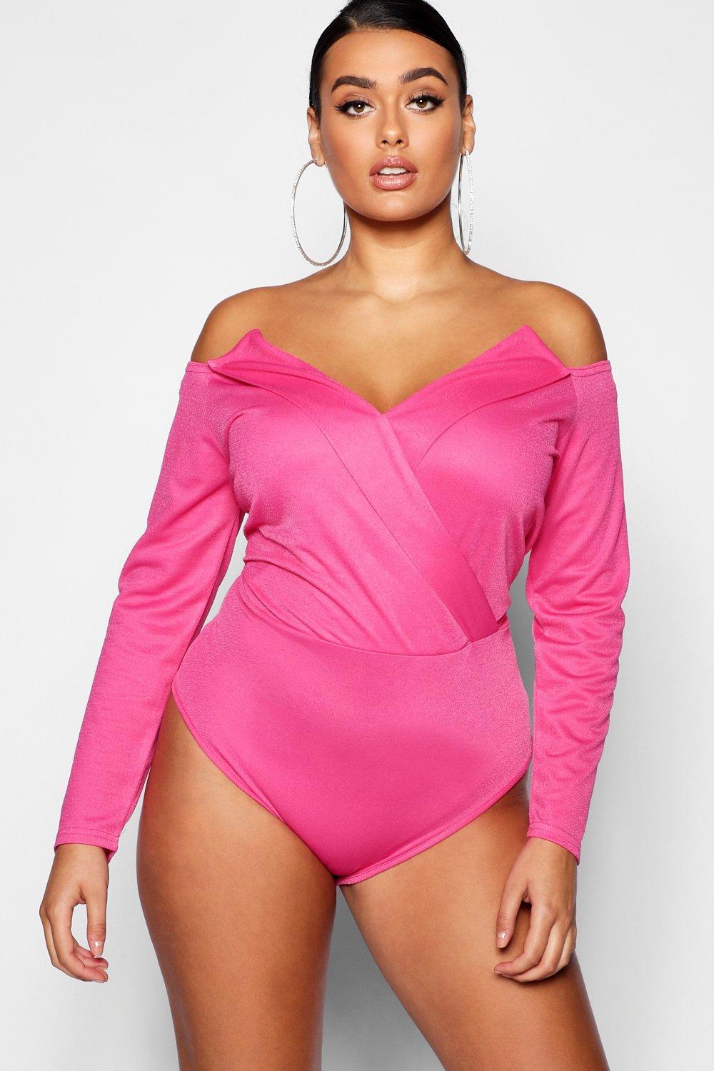 Pink wrap bodysuit Clearance