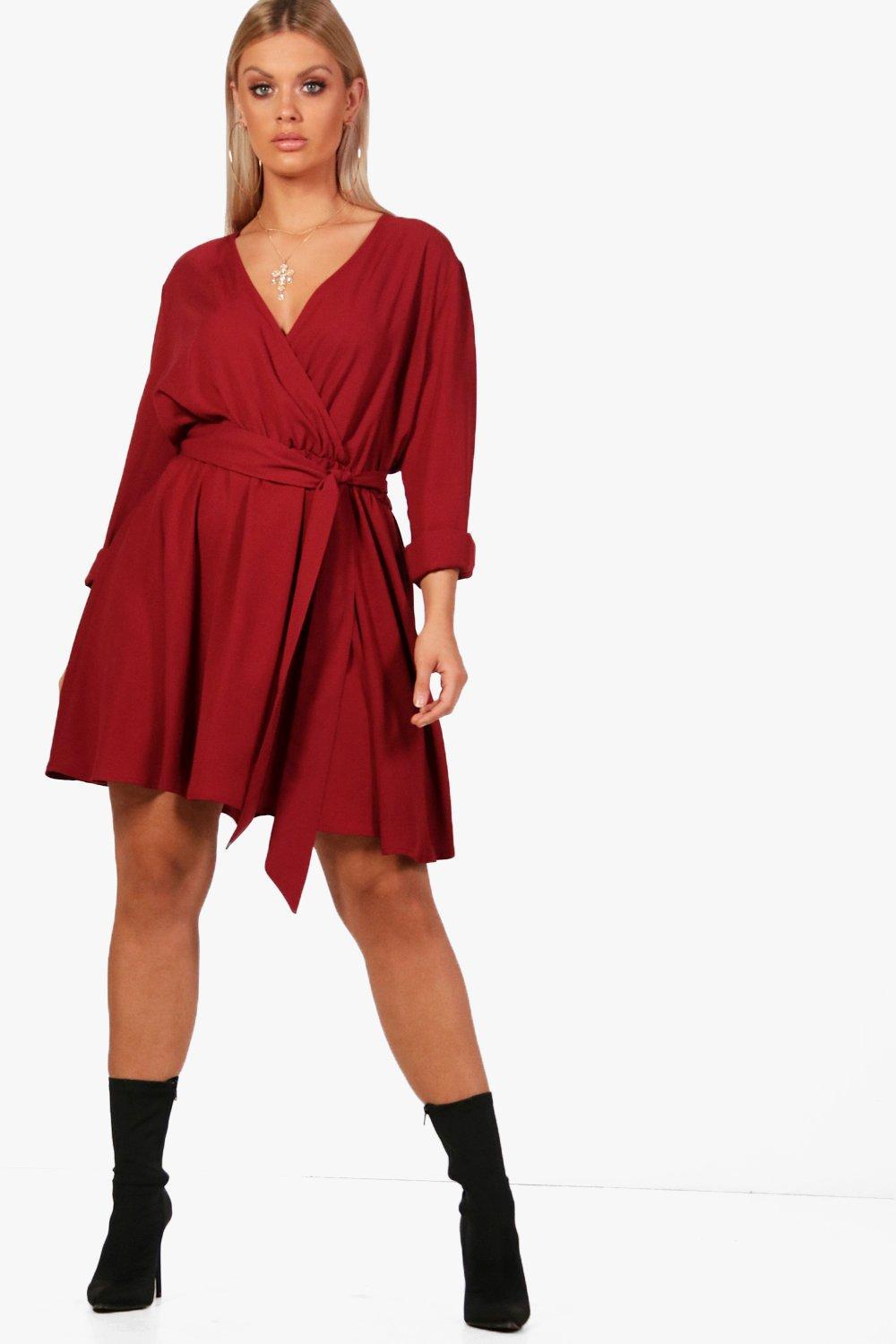 wrap front skater dress