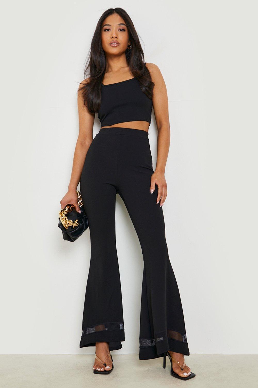 Boohoo Petite Mesh Insert Scuba Flare 