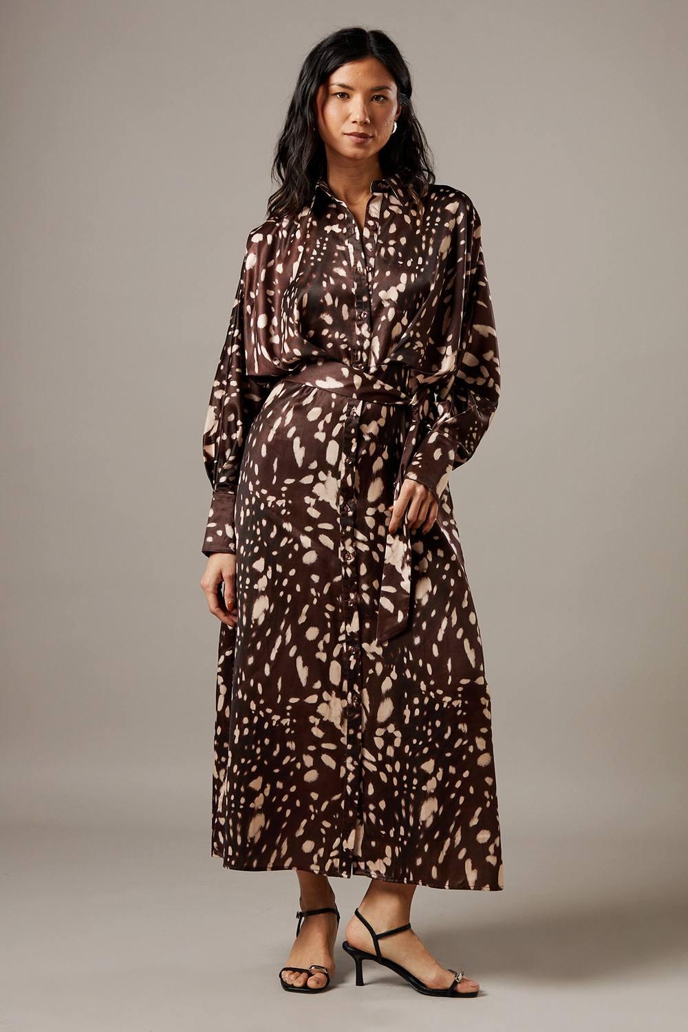 Designer Brown Satin Shirt Dresses for Women - Up to 83% off | Lyst