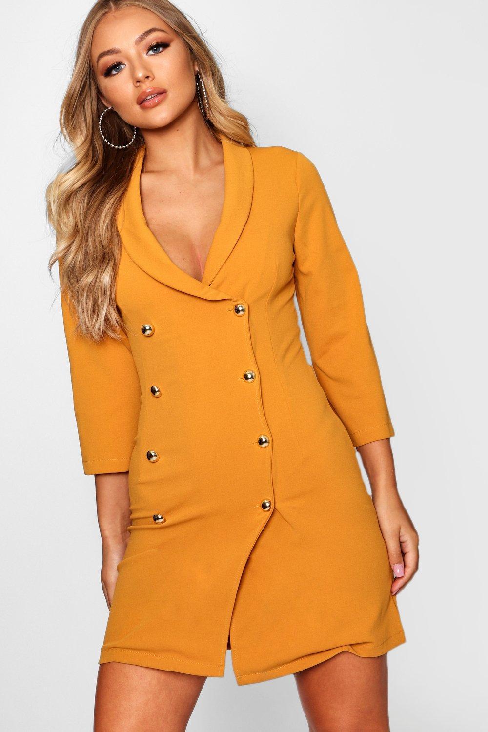 mustard blazer dress