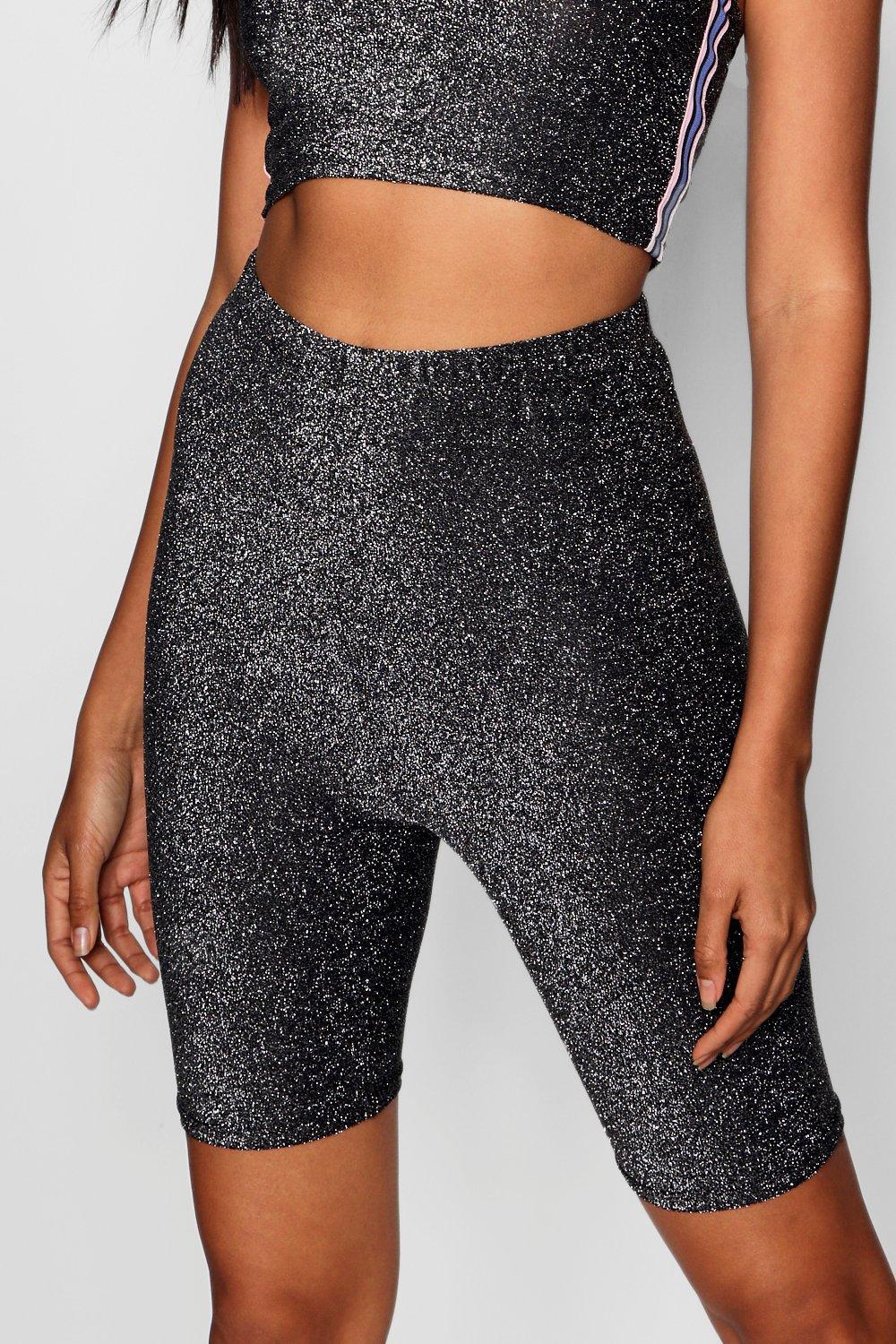 black sparkly cycling shorts