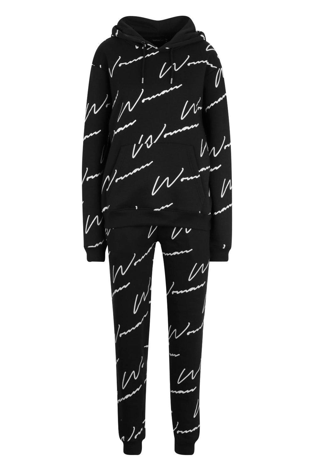 Boohoo Womens Woman All Over Print Tracksuit in Black Lyst