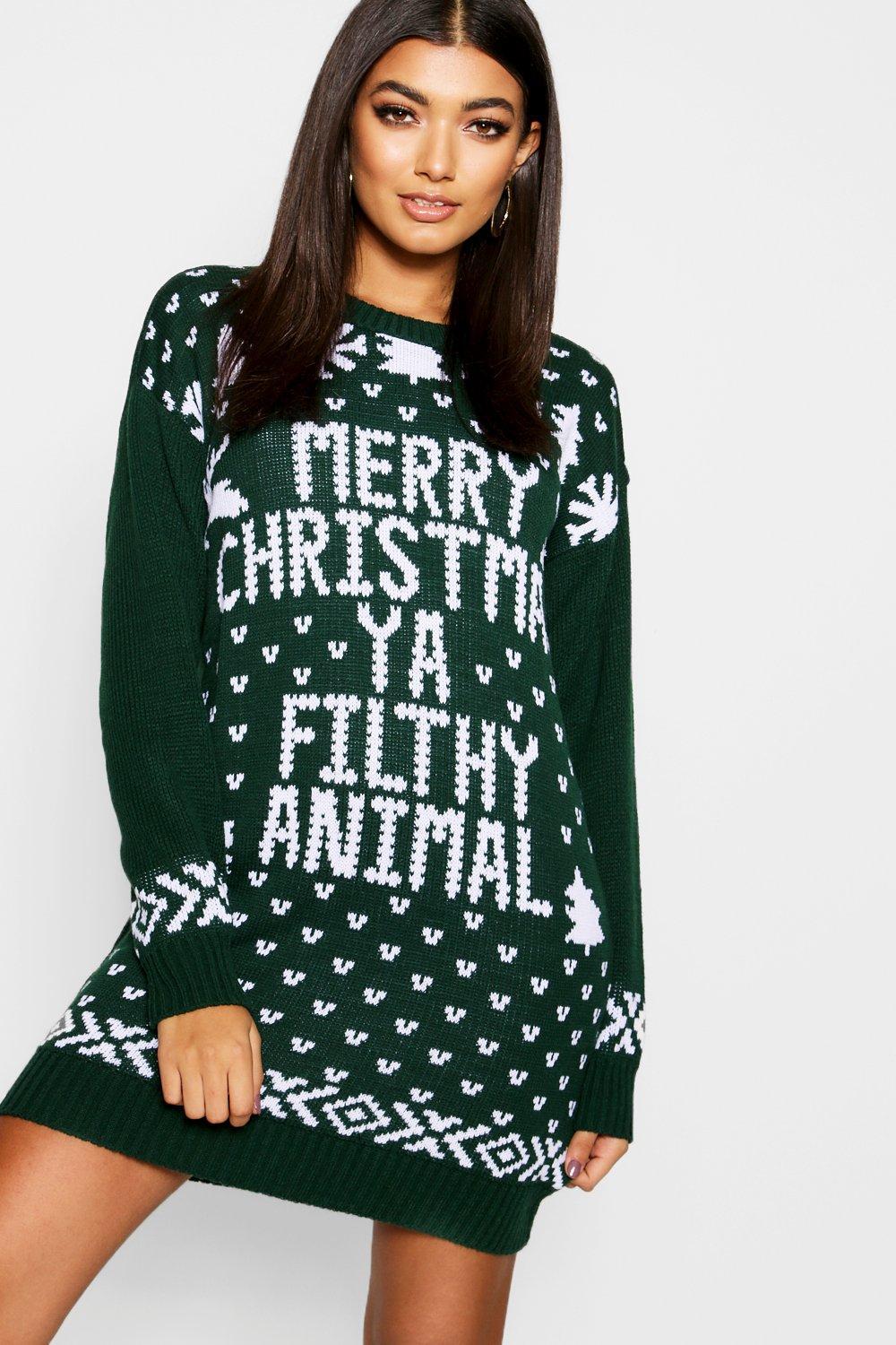 off the shoulder christmas jumper dress