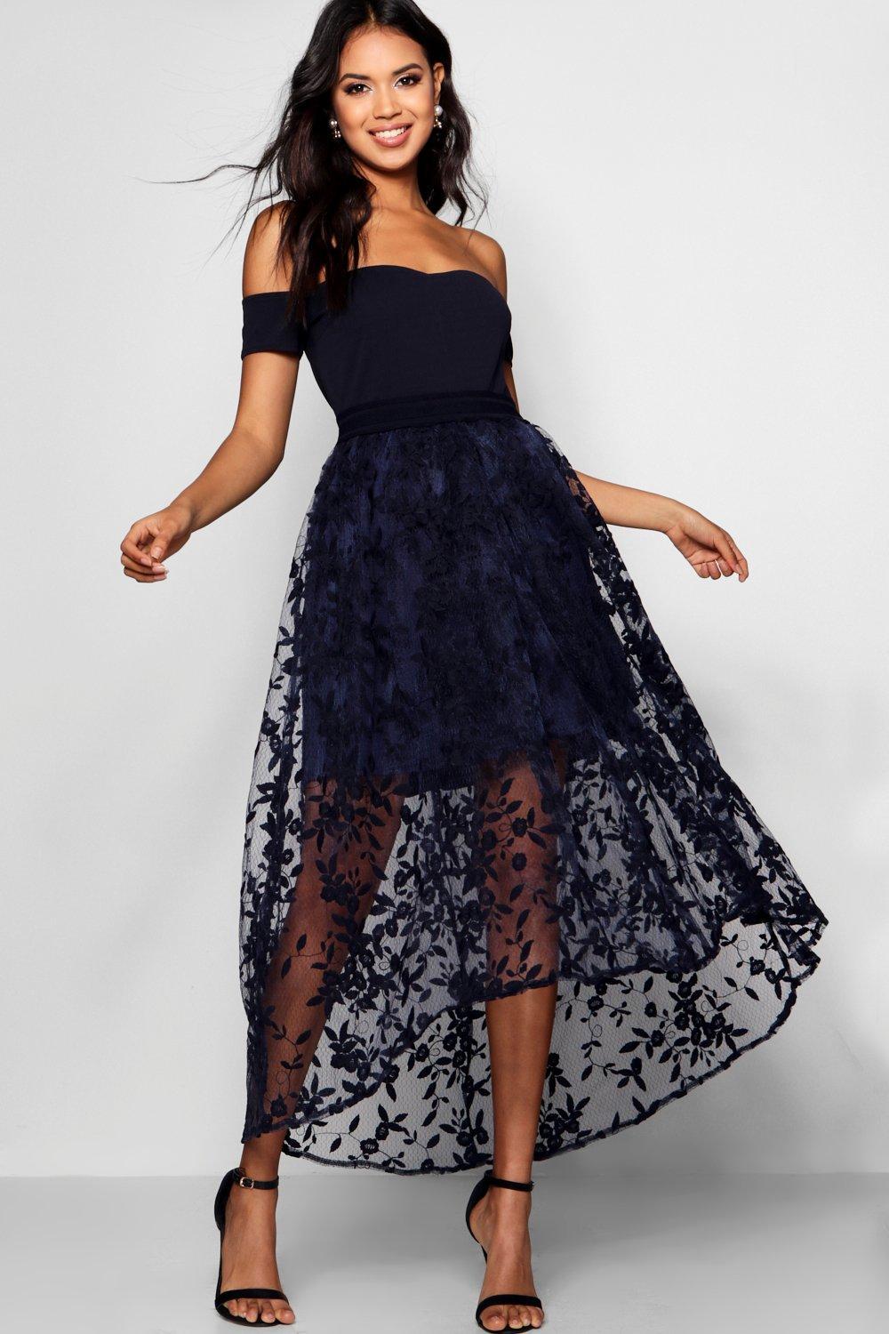 boutique embroidered strappy midi skater dress