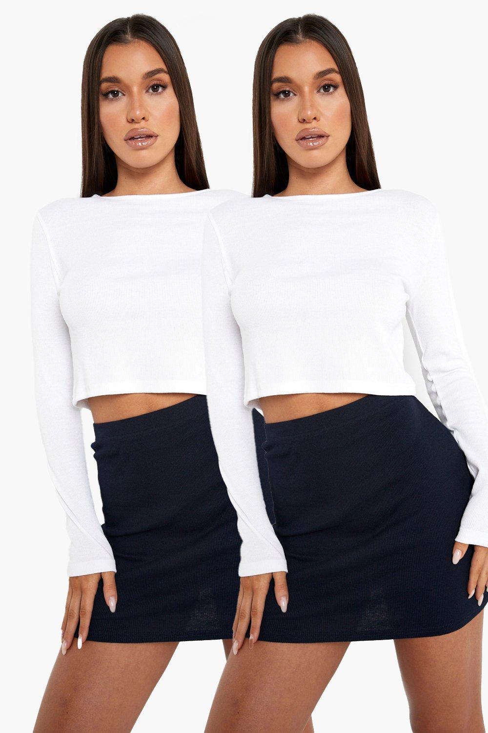 boohoo navy skirt