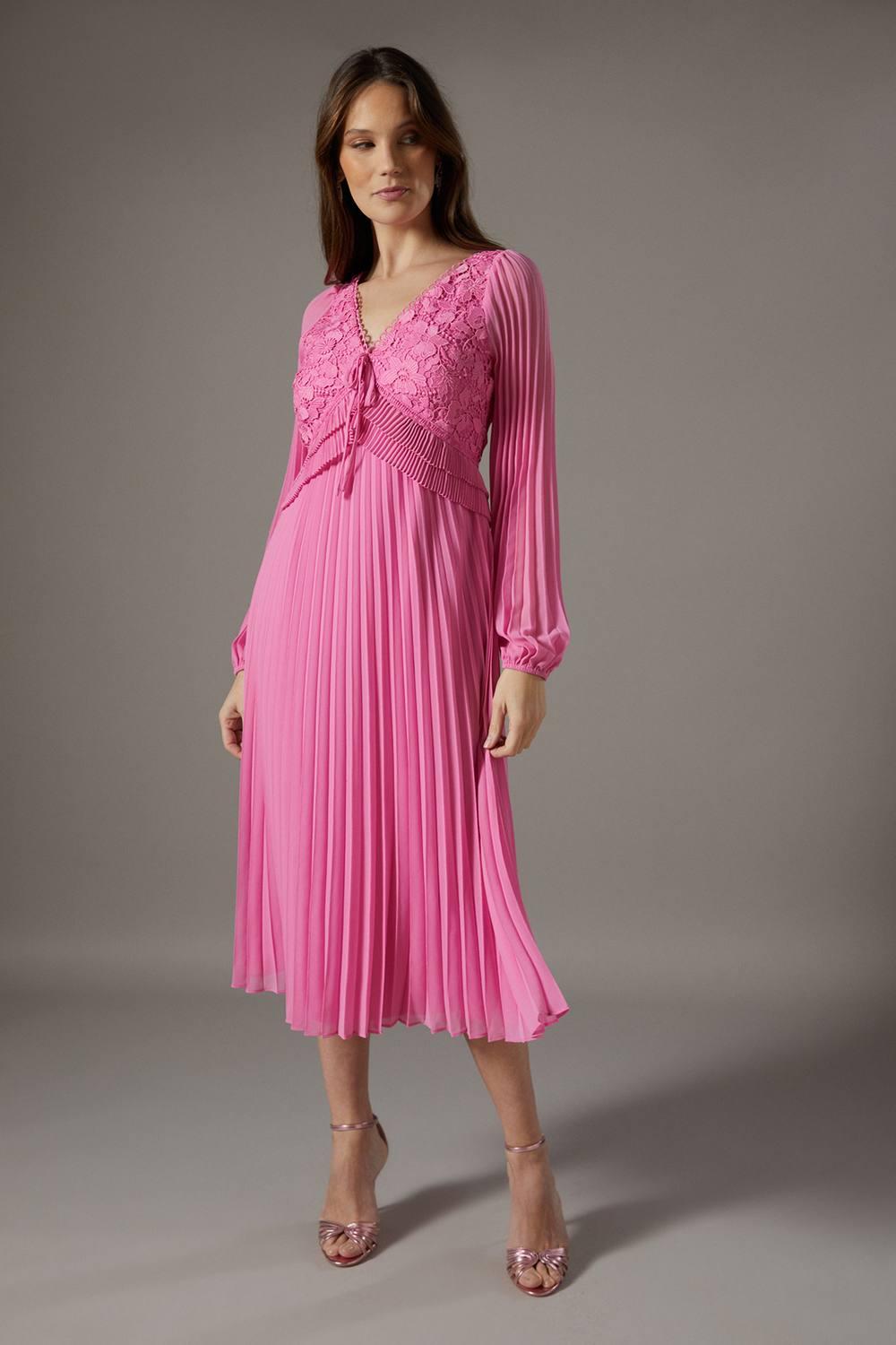 chinese dress ladies The Kylie Dress in Begonia Pink Lace 8 / Begonia Pink Lace