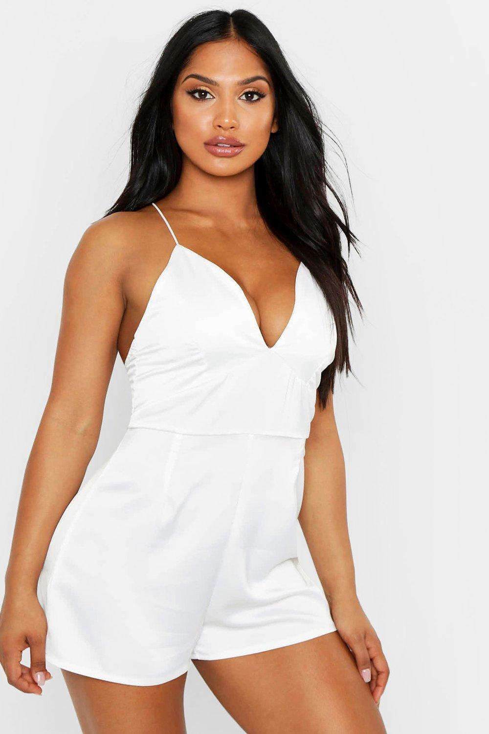 boohoo white playsuit