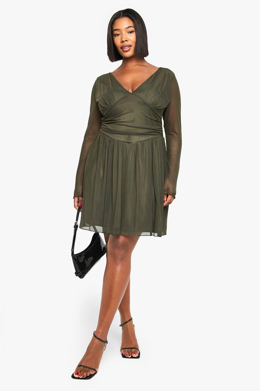 slim fit dress slacks Plus Size Green Skater Dress Halter Sleeveless Ruffle Hem |You + All | Shop  Online main image 0