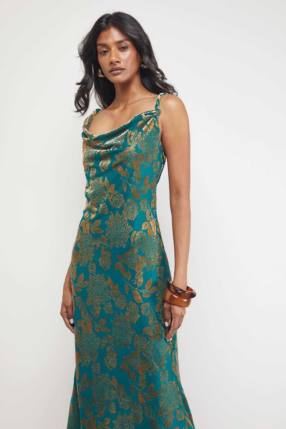 green cowl neck slip dress Emerald Green Dress Satin Cowl Back Slip Dress Green Midi Dress Satin Cowl Neck Dress Mauve High Side Slit Dress