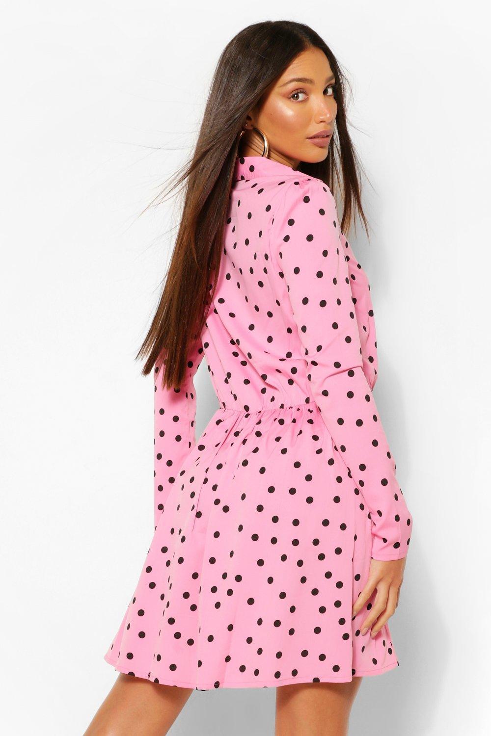 long polka dot shirt dress