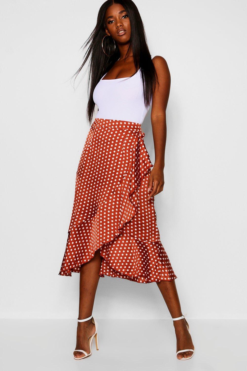 wrap polka dot skirt