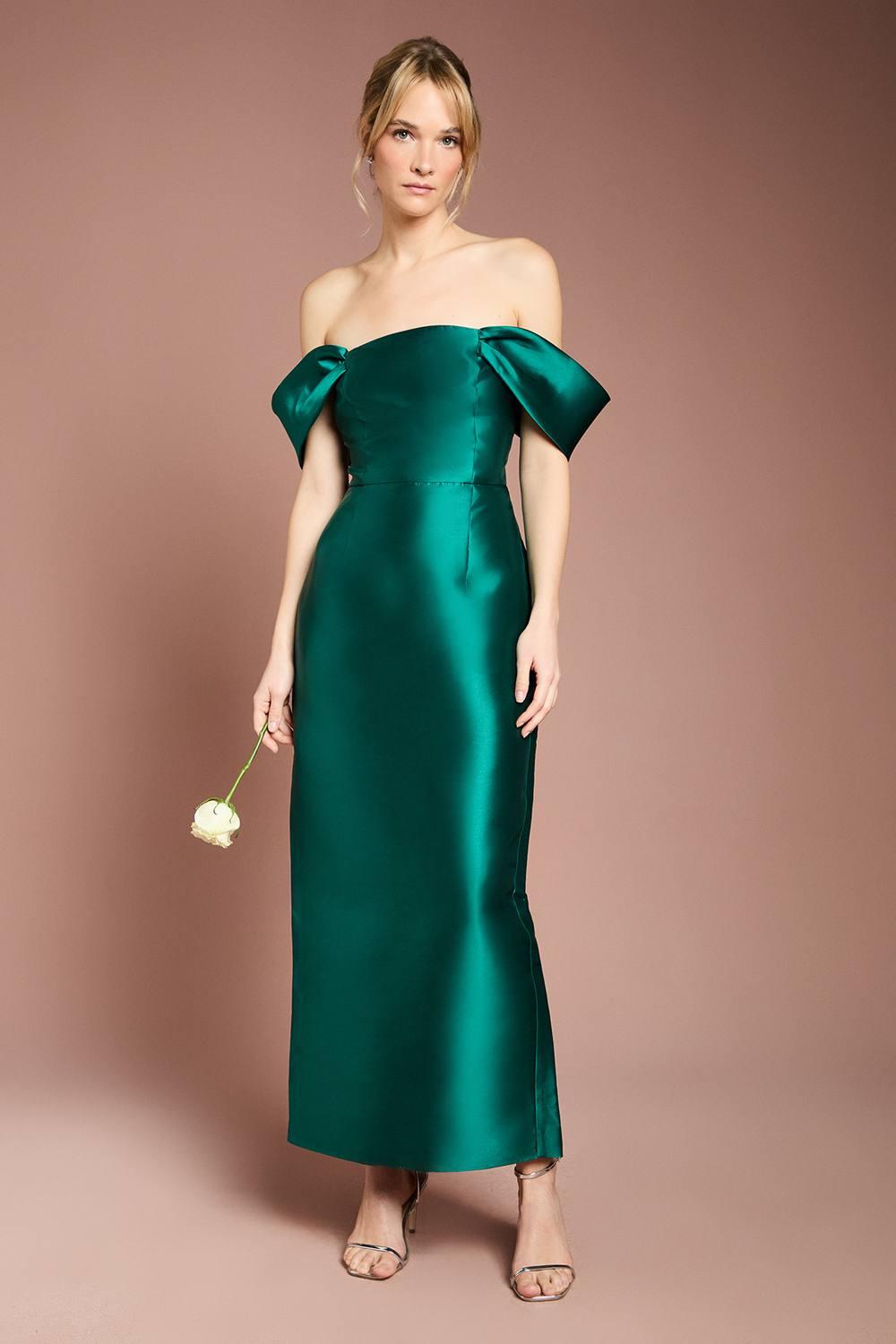 Coast Honoured Twill Bardot Column Midi Bridesmaid Dress in Green | Lyst Coast Honoured Twill Bardot Column Midi Bridesmaid Dress in Green | Lyst