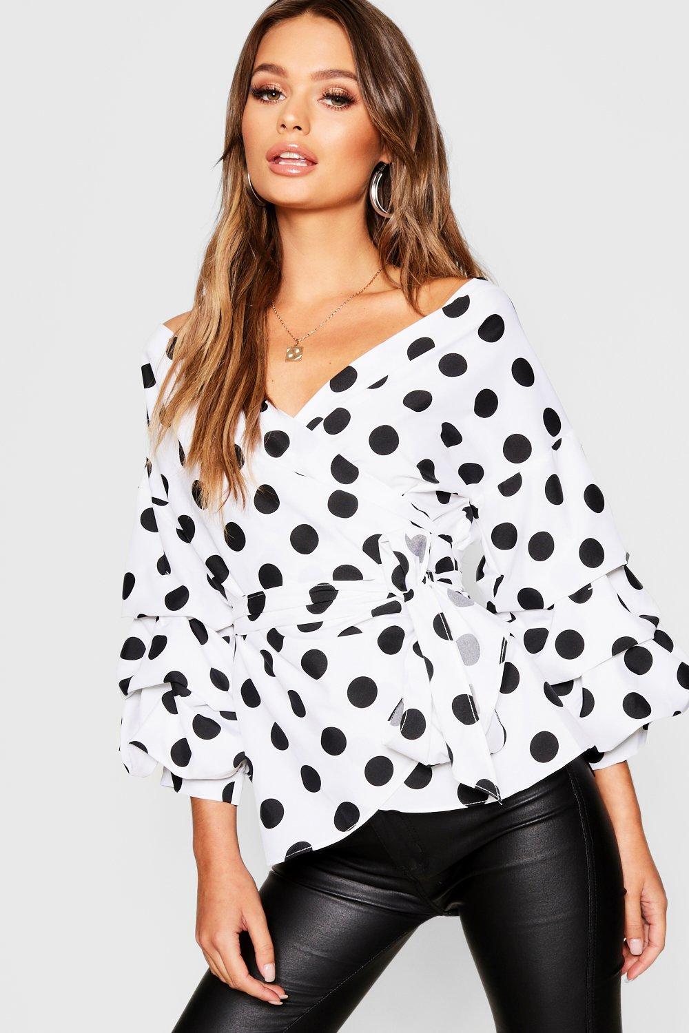 ruffle tiered sleeve wrap top