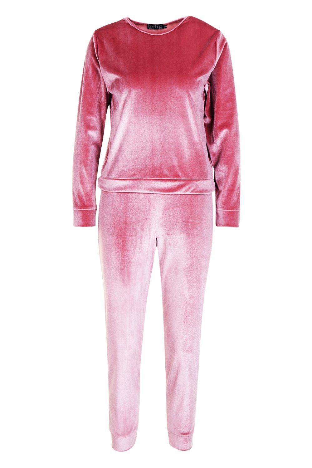 Boohoo Petite Velvet Loungewear Set Lyst