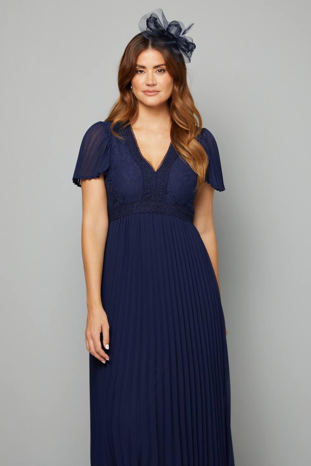 Wallis Lace Pleated Skirt Midi Dress in Blue | Lyst