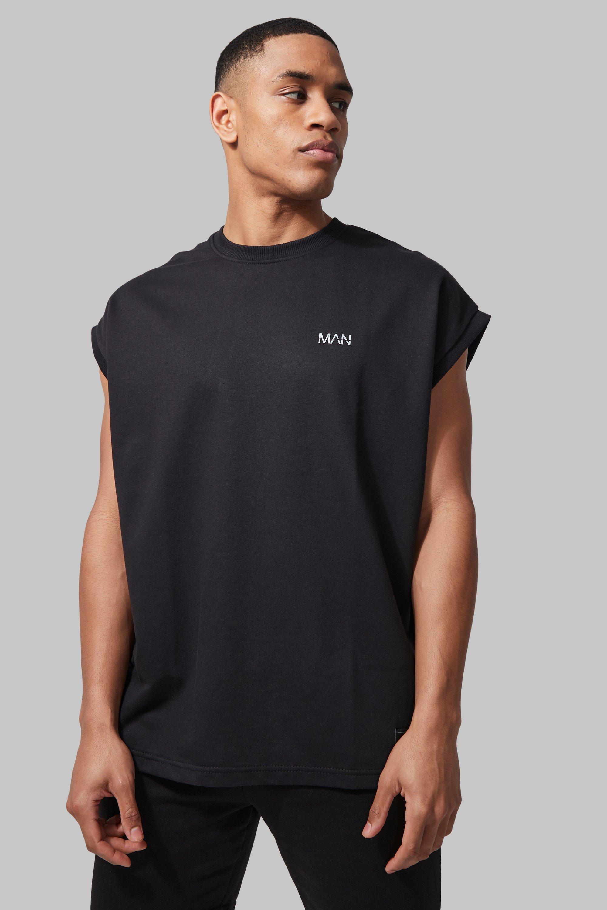 BoohooMAN Man Active Oversized Cut Off Sweat in Black for Men | Lyst