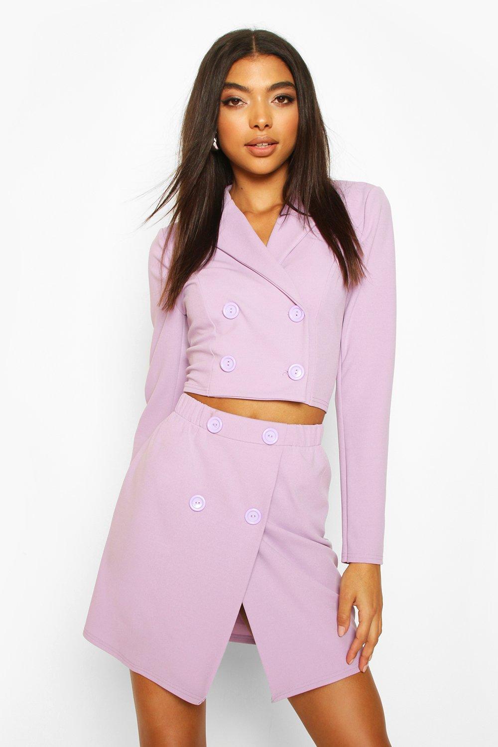 Boohoo Womens Tall Crop Blazer \u0026 Skirt 