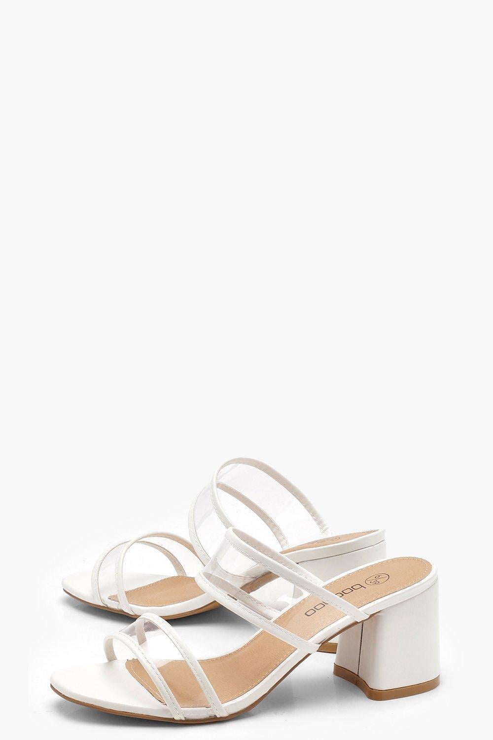 double clear band mule heels