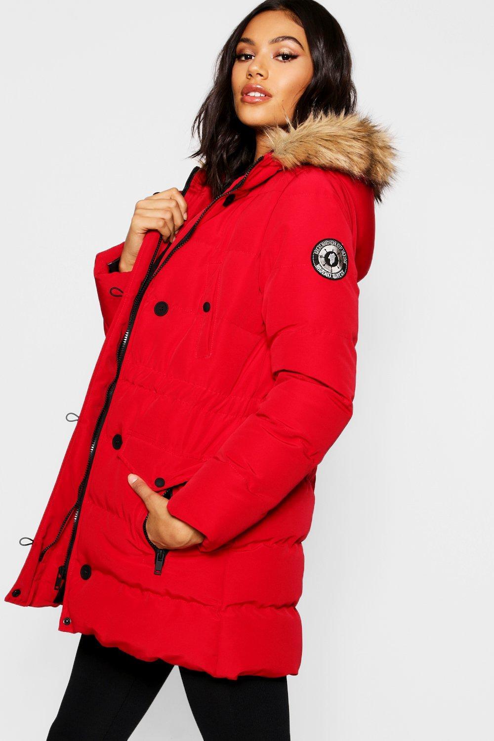 boohoo red parka