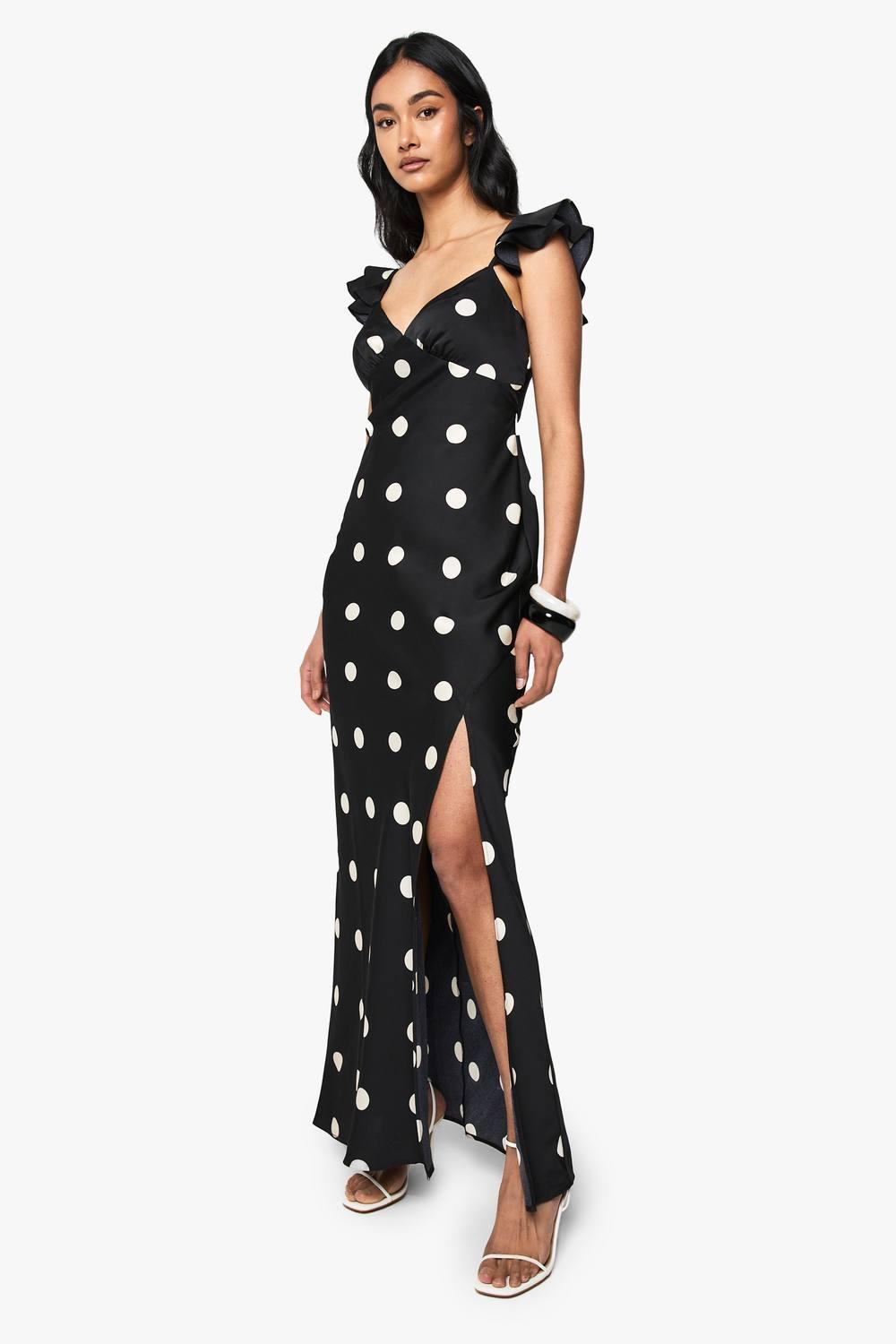 rose gold sequin bridesmaid dresses plus size Anika Maxi Dress - Brown Polka Dot main image 0