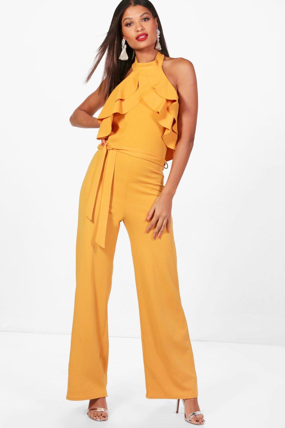 yellow jumpsuit boohoo