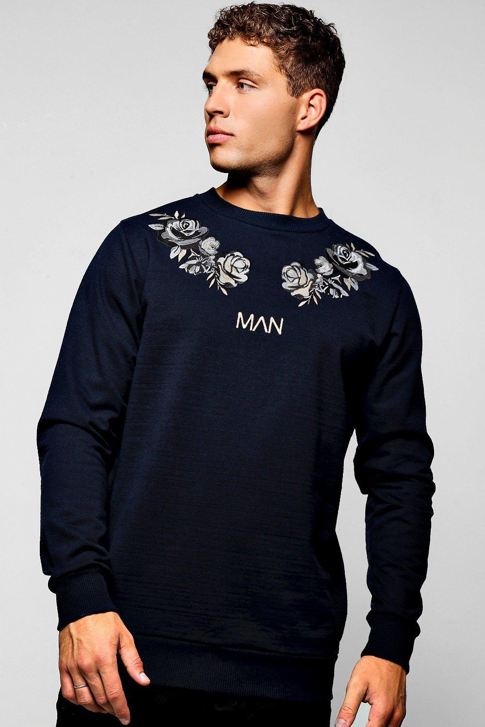 flower embroidered sweater