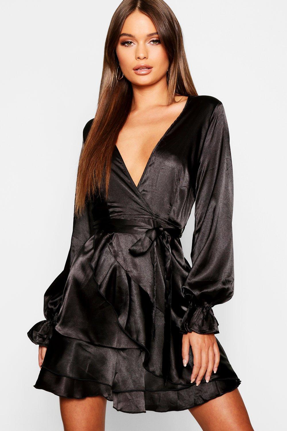 black silk skater dress