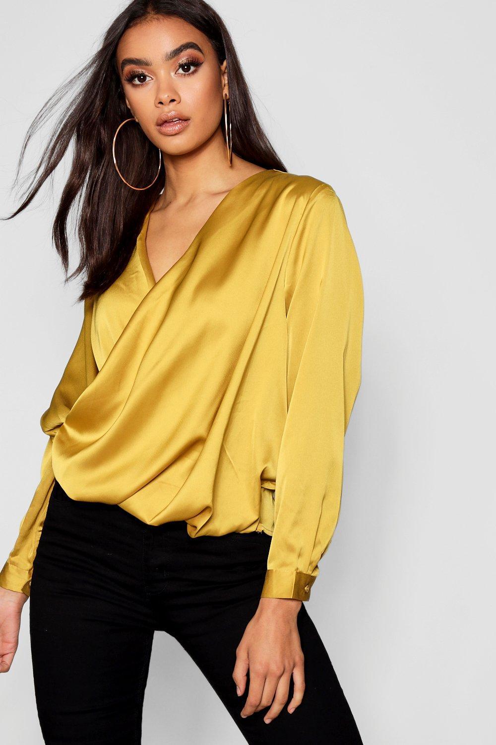 yellow wrap blouse