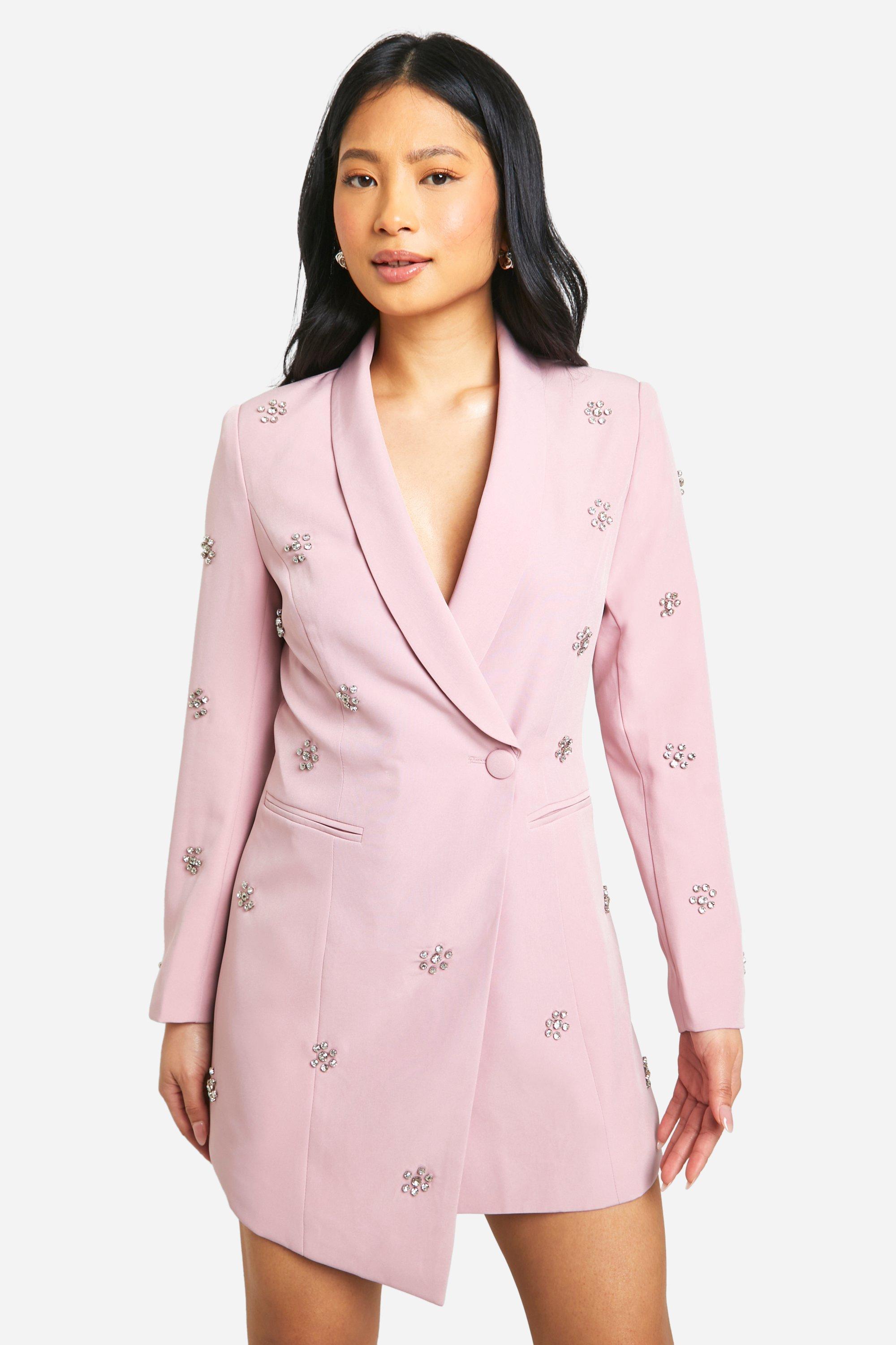 Boohoo Petite Daisy Crystal Embellished Blazer Dress in Pink Lyst Canada