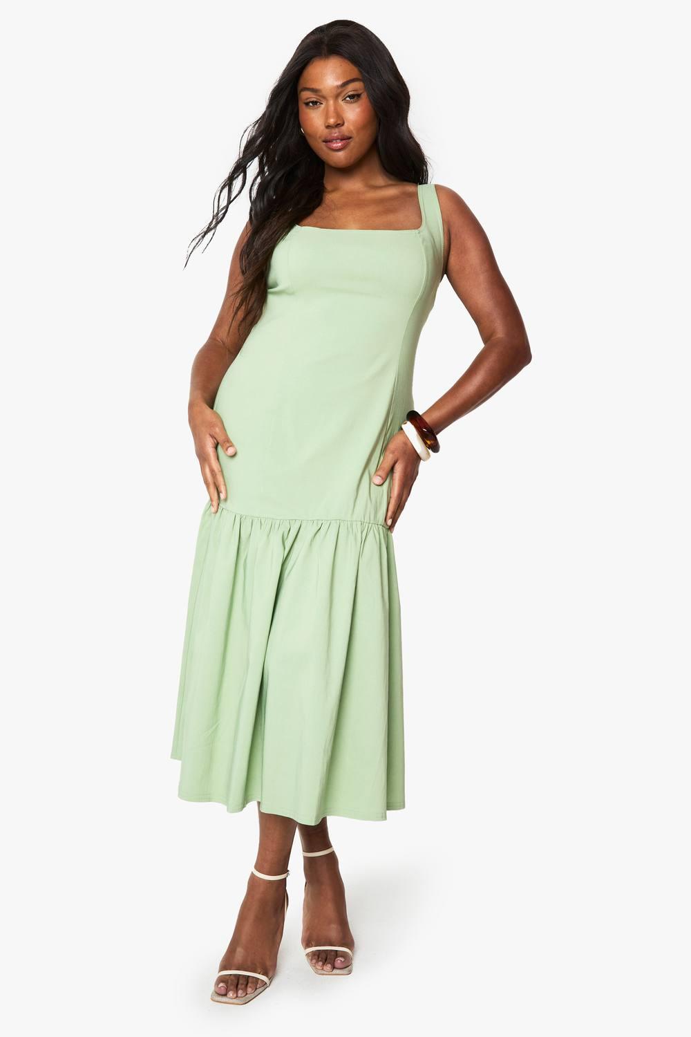 drop waist dress boohoo Powder Blue Bandeau Dropped Waist Maxi Dress