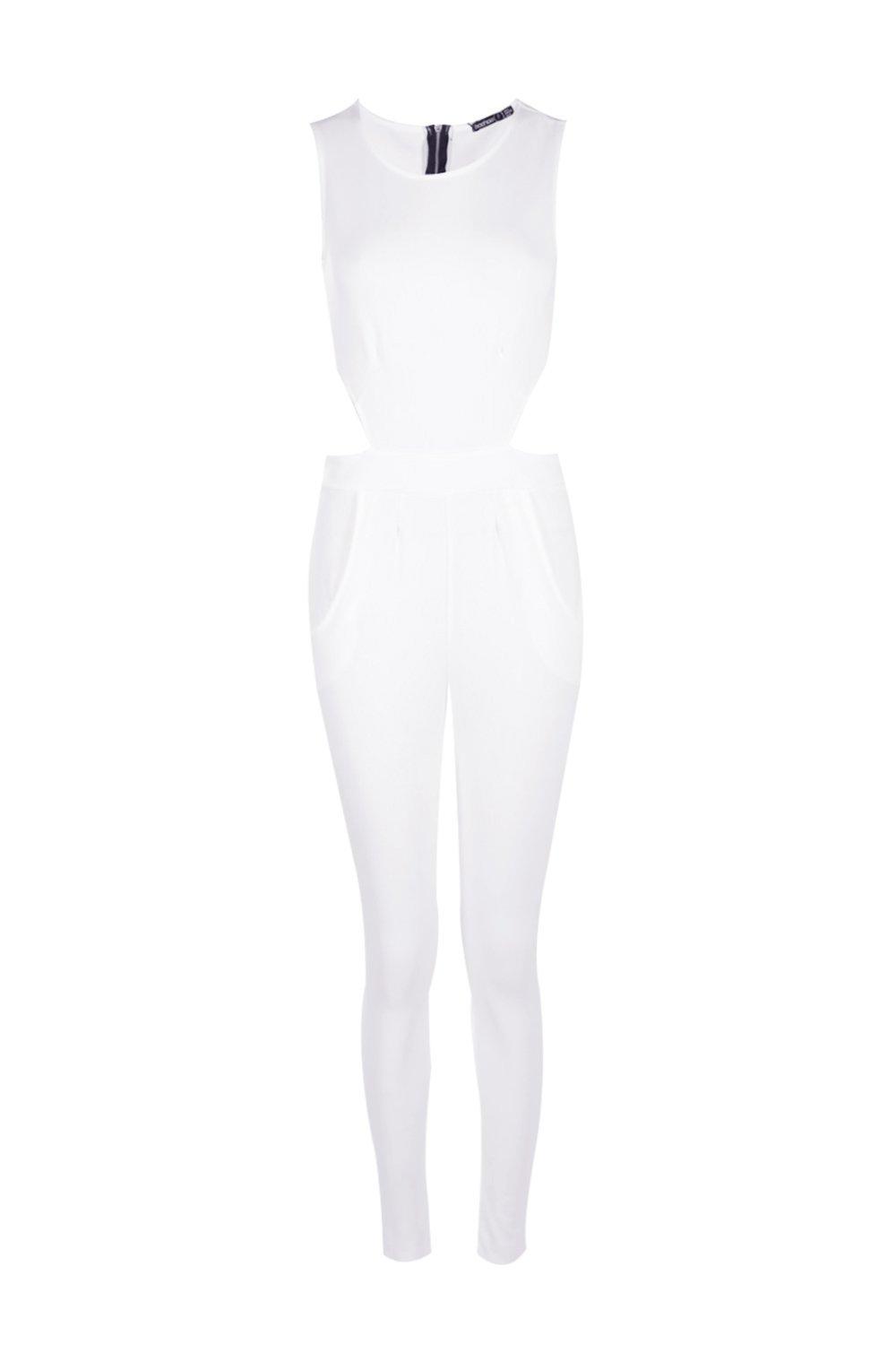 skinny leg white jumpsuit