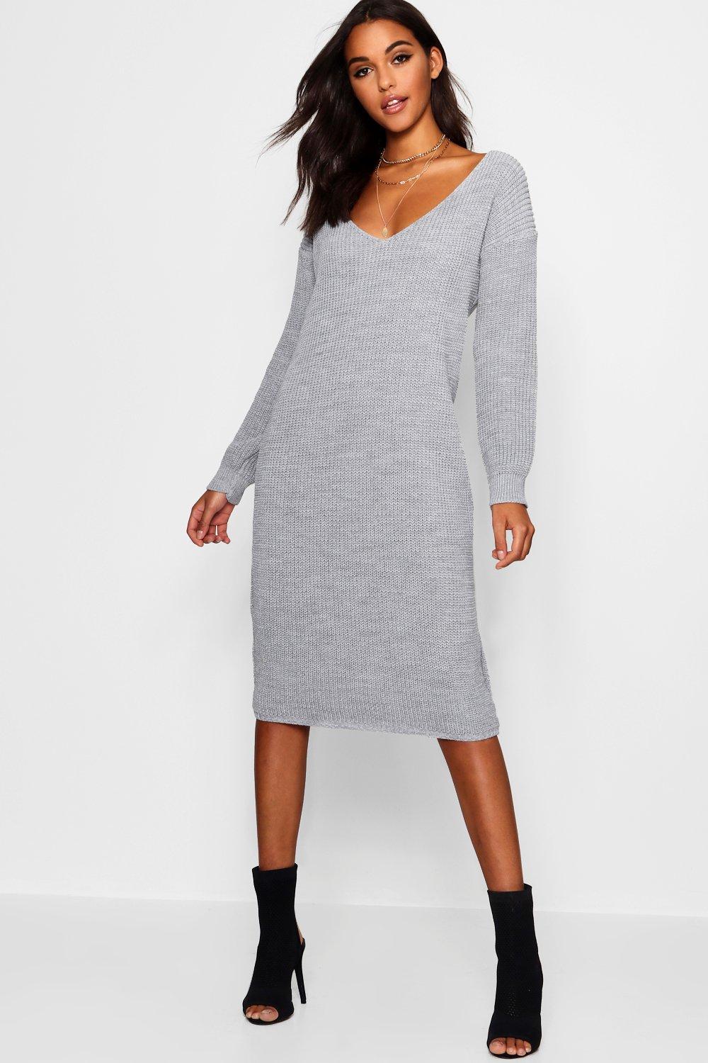 grey midi jumper dress