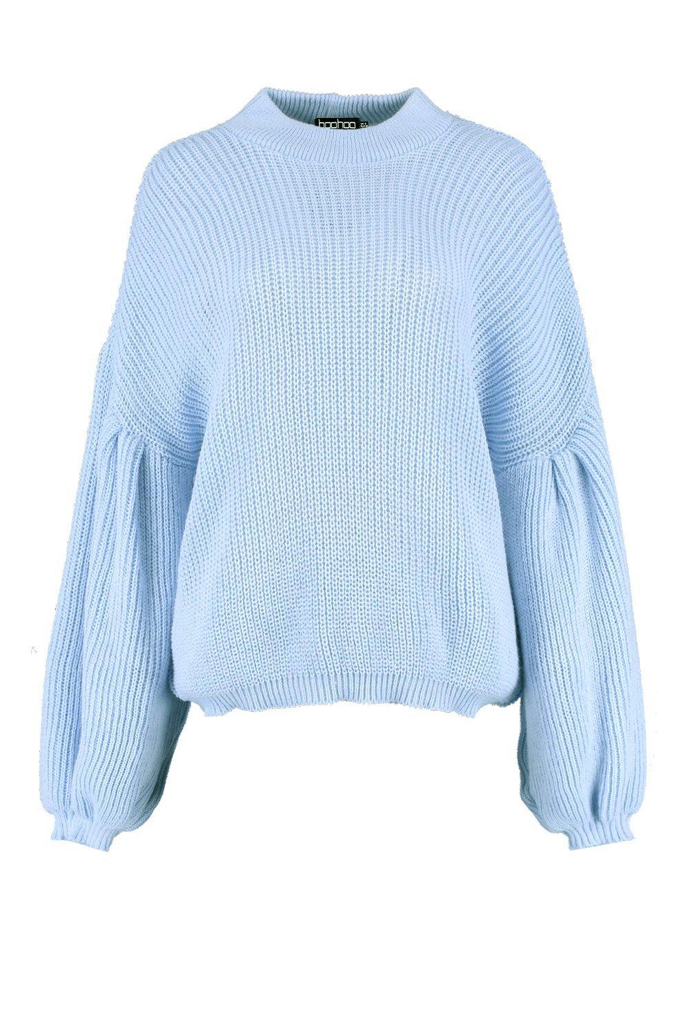 Blue balloon sleeve sweater Clearance