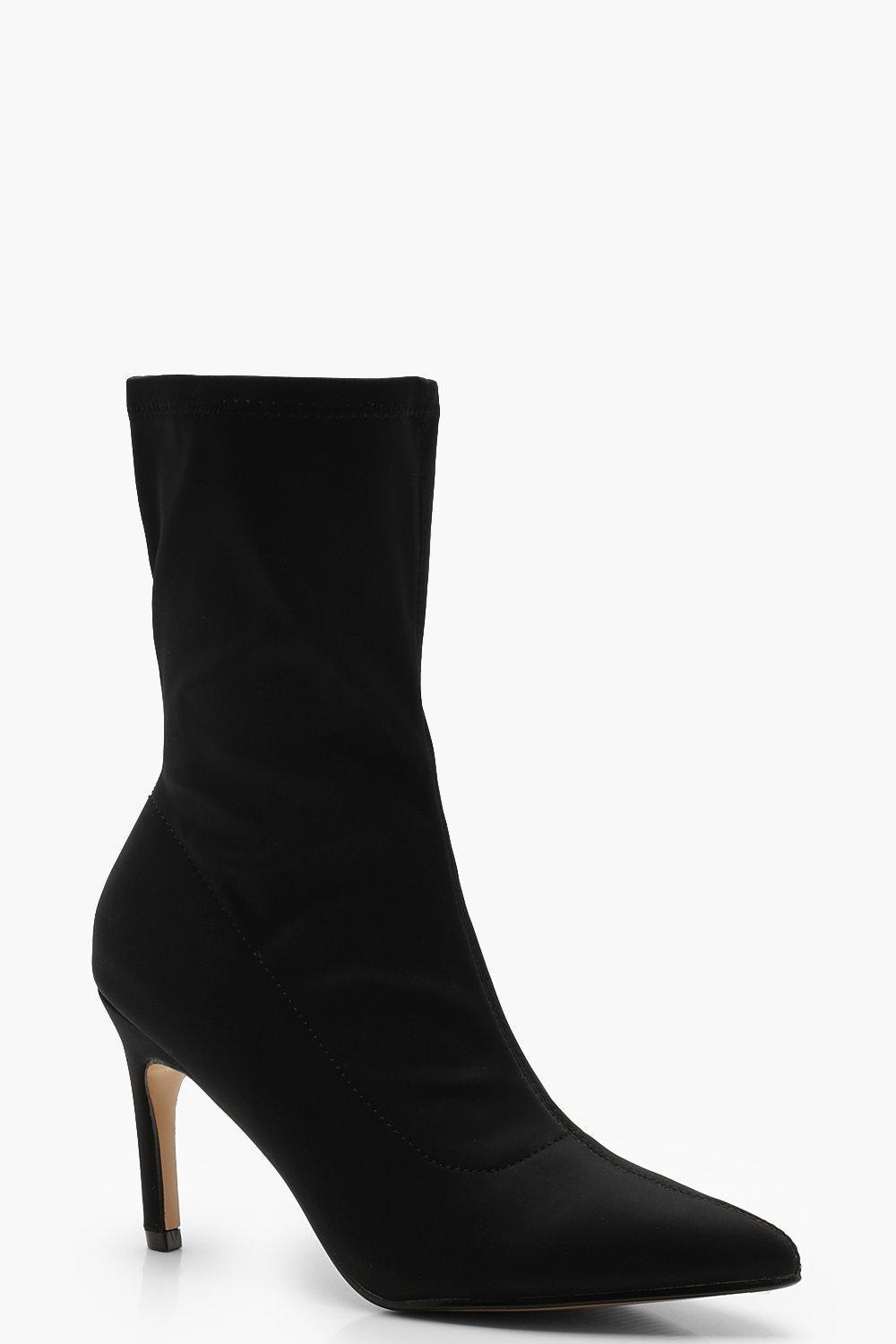 low heel pointed sock boots