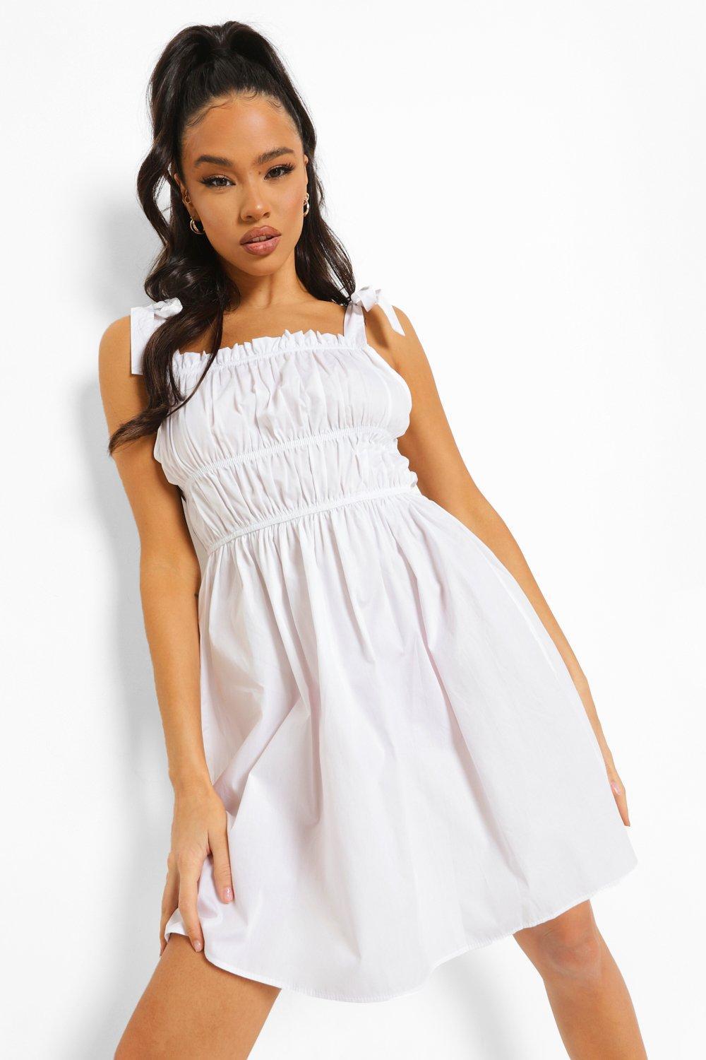 tie strap white dress