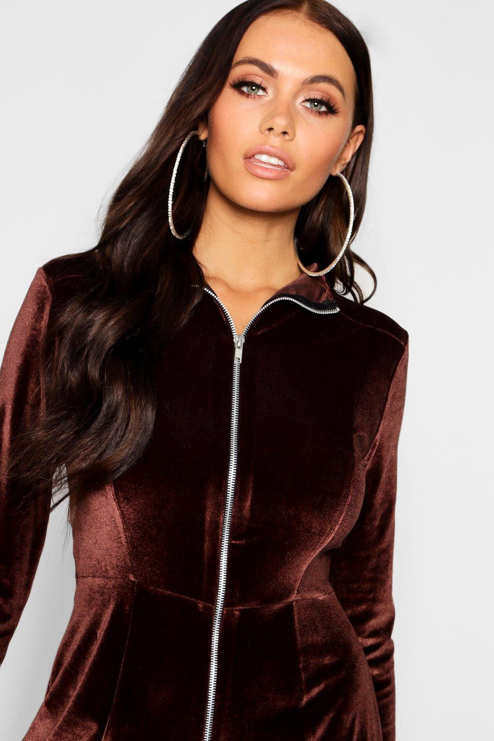 velvet jumpsuit boohoo