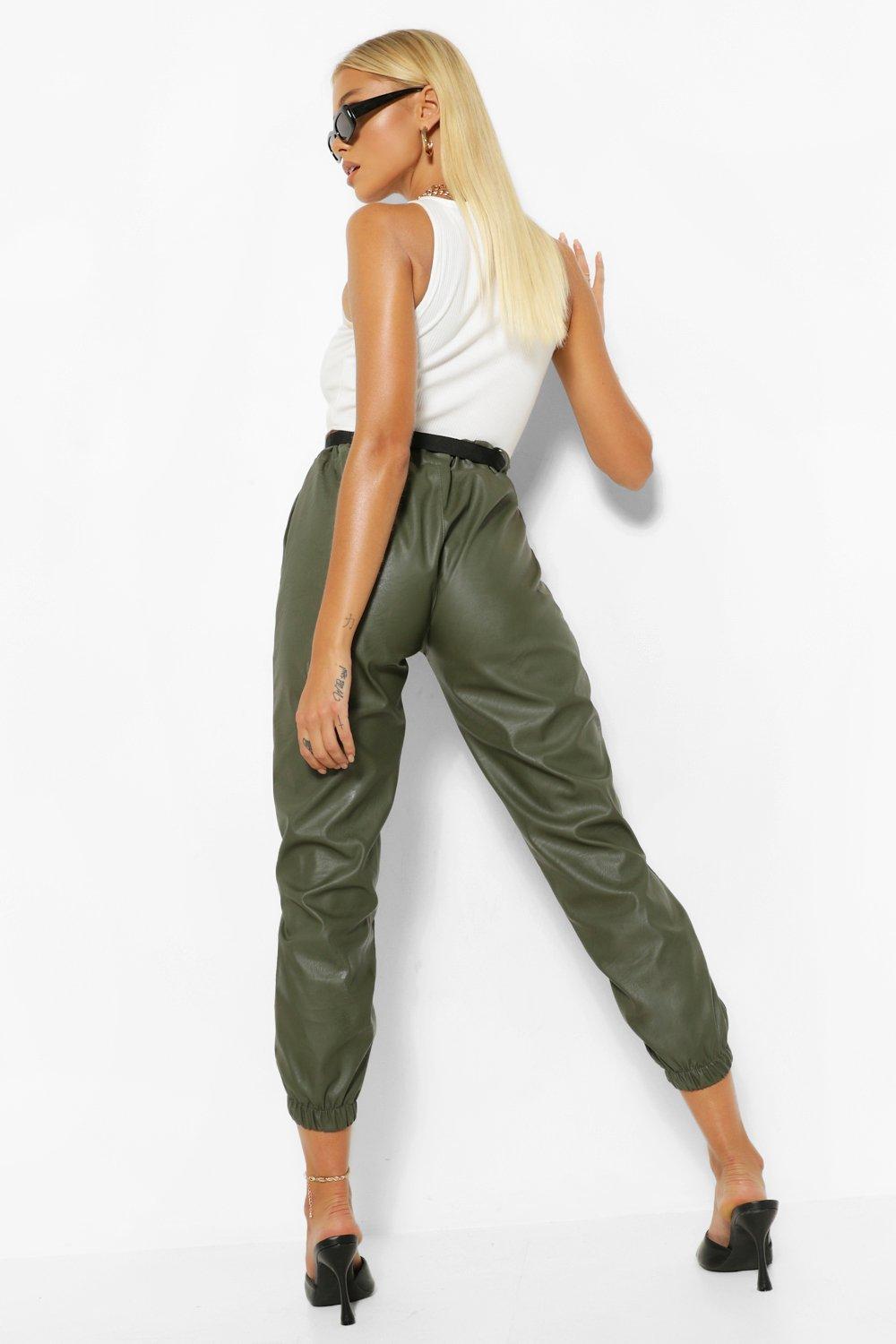 leather look cargo pants