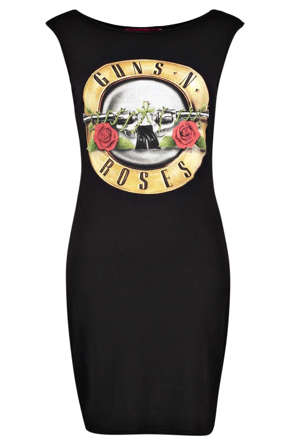 Boohoo Synthetic Guns N Roses Bodycon Dress in Black - Lyst