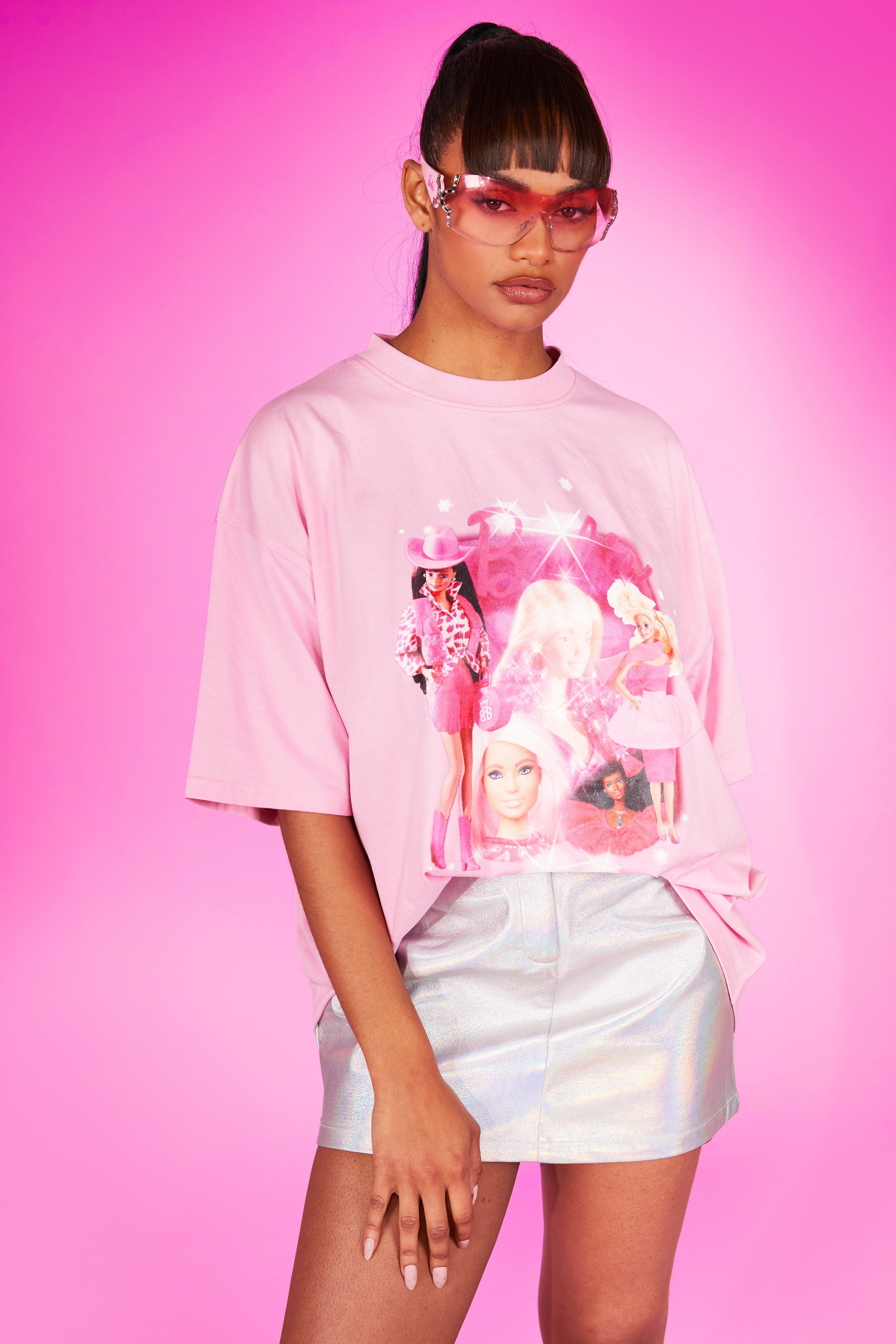 Boohoo Barbie Graphic Oversized T-shirt in Pink | Lyst