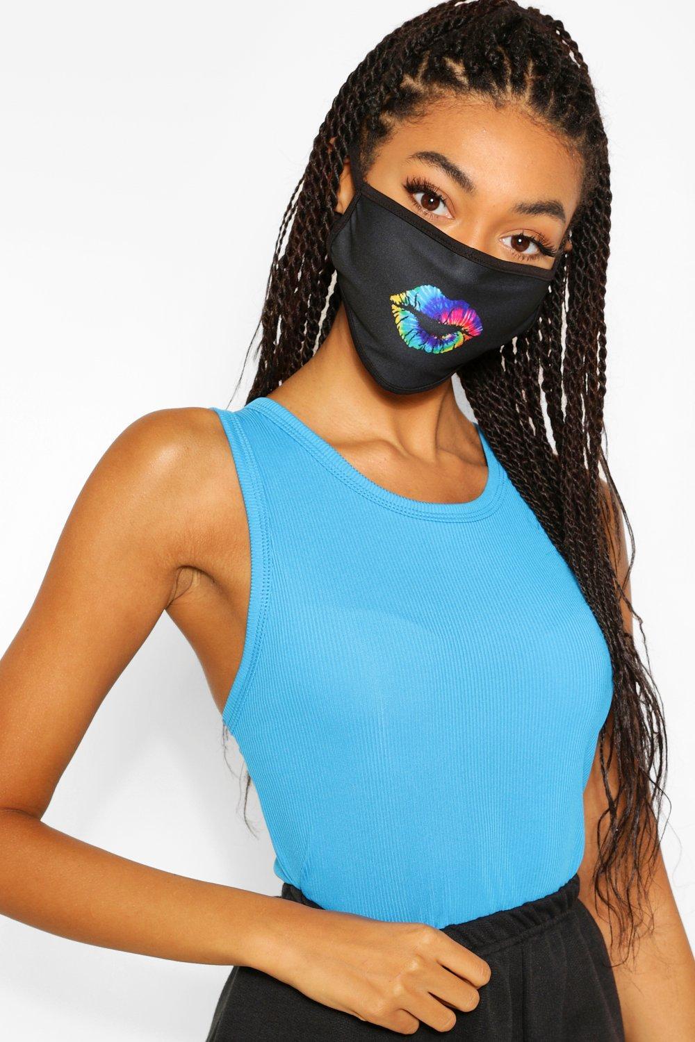 Rainbow Lips Fashion Face Mask Boohoo de color Negro - Lyst