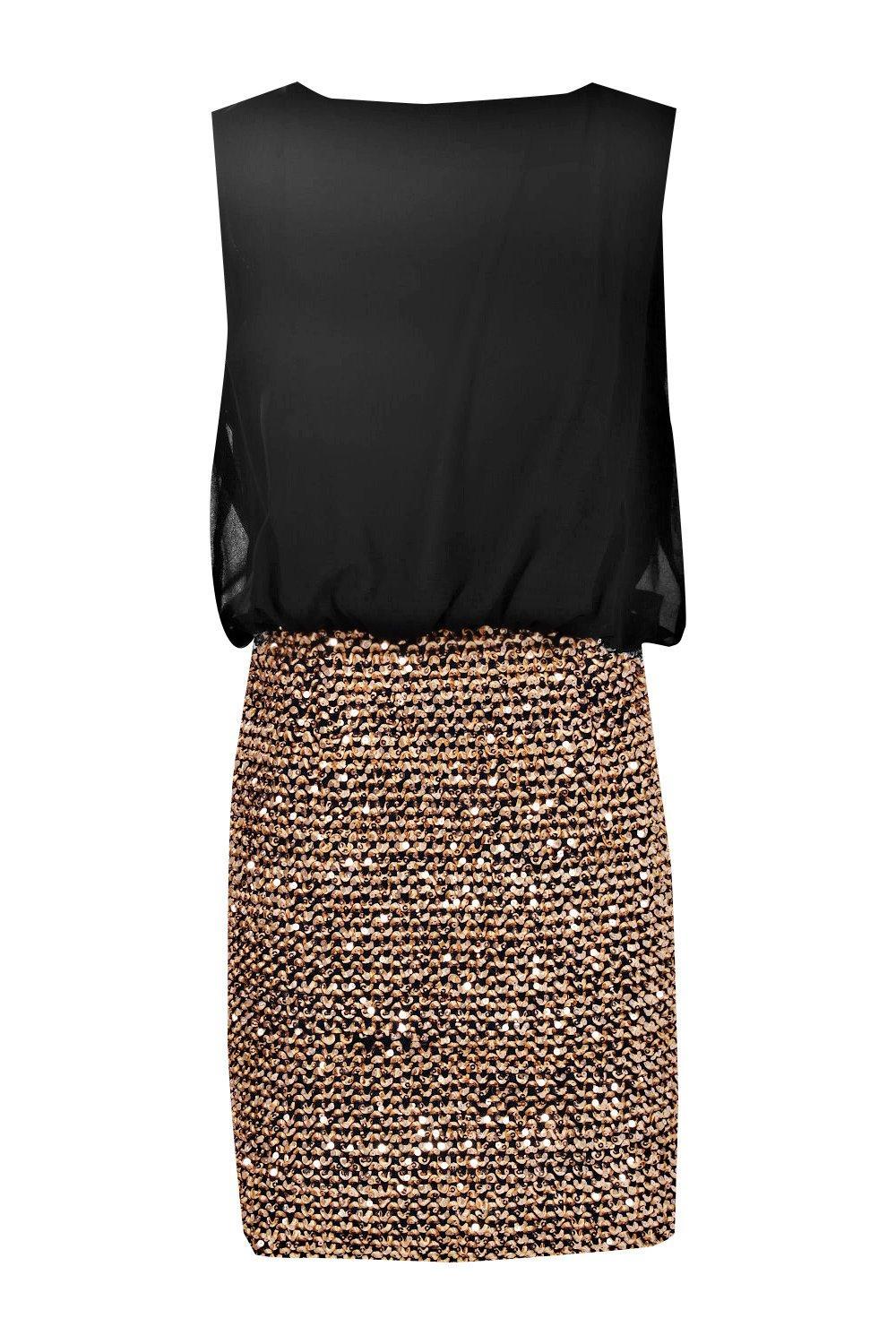 2 in 1 chiffon top sequin skirt bodycon dress